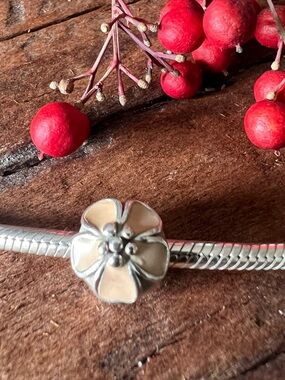 Authentic Pandora Charm Cherry Blossom Clip Floral Flower Creamy Pink Enamel